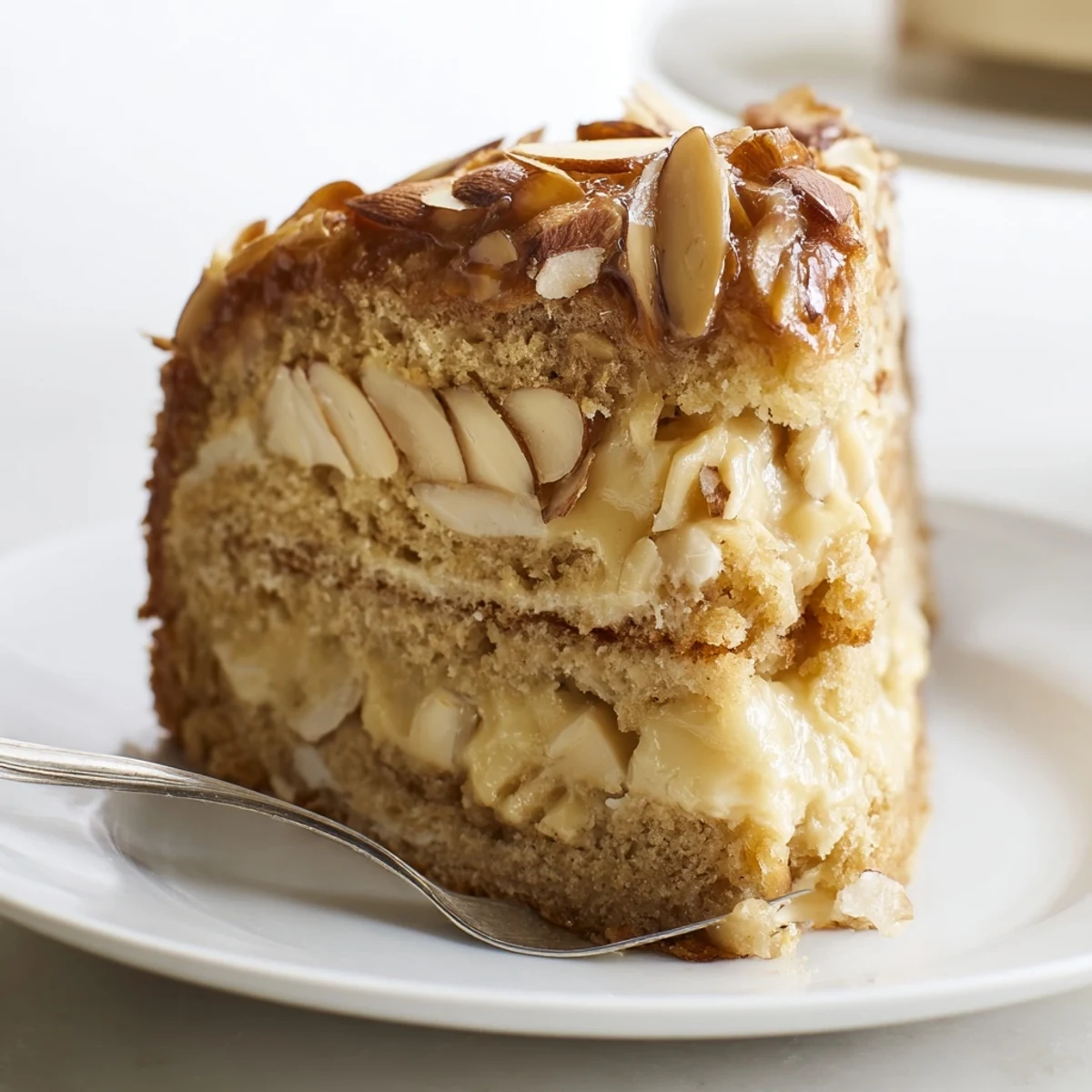 Karamellisierte Mandeln und Honig krönen diese Bee Sting Cake für absoluten Genuss.