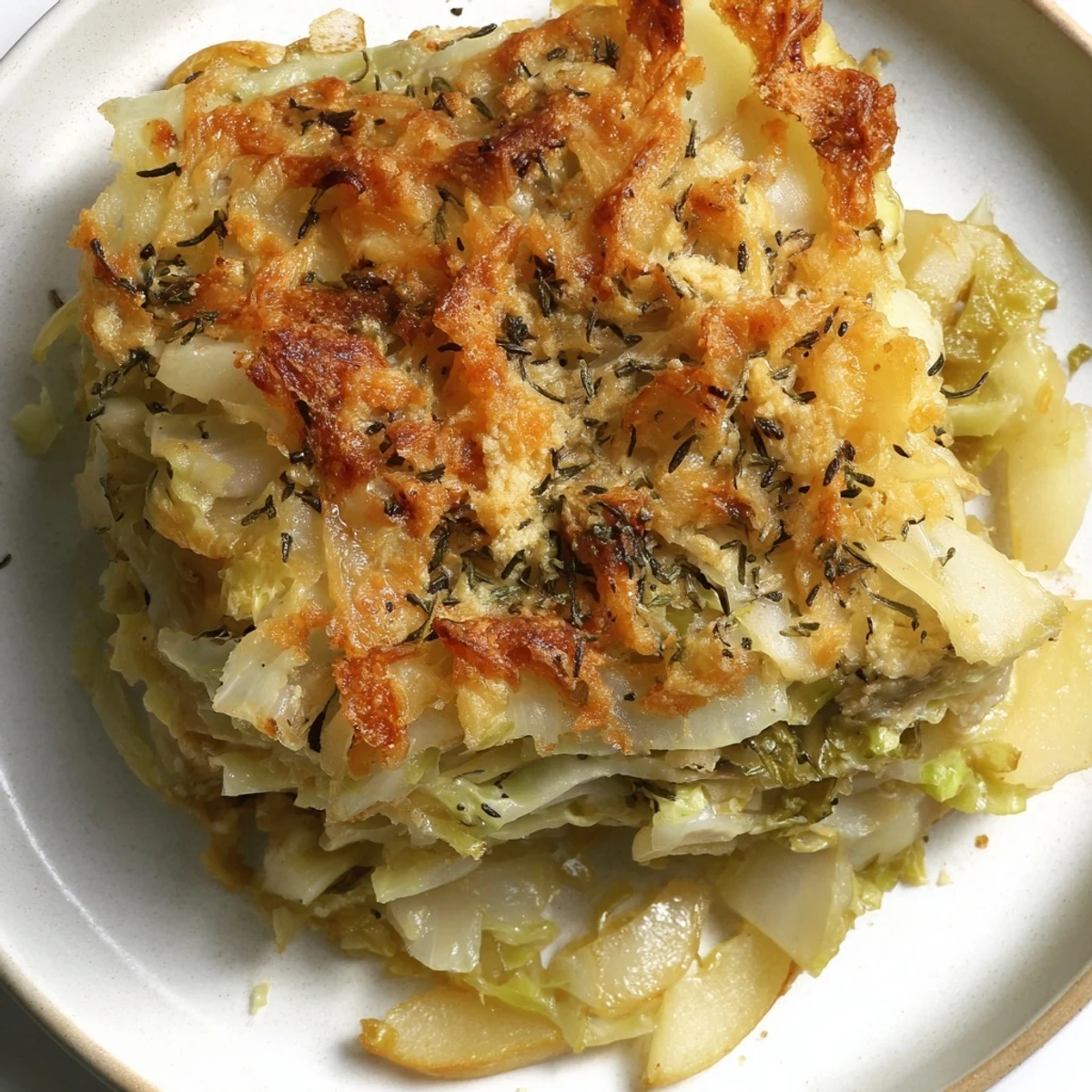 Dieser köstliche Auflauf mit Äpfeln und Kohl ist perfekt für den Abend. 